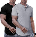 Men's Muscle Slim Henley Shirt - Slim Fit Longline Crewneck