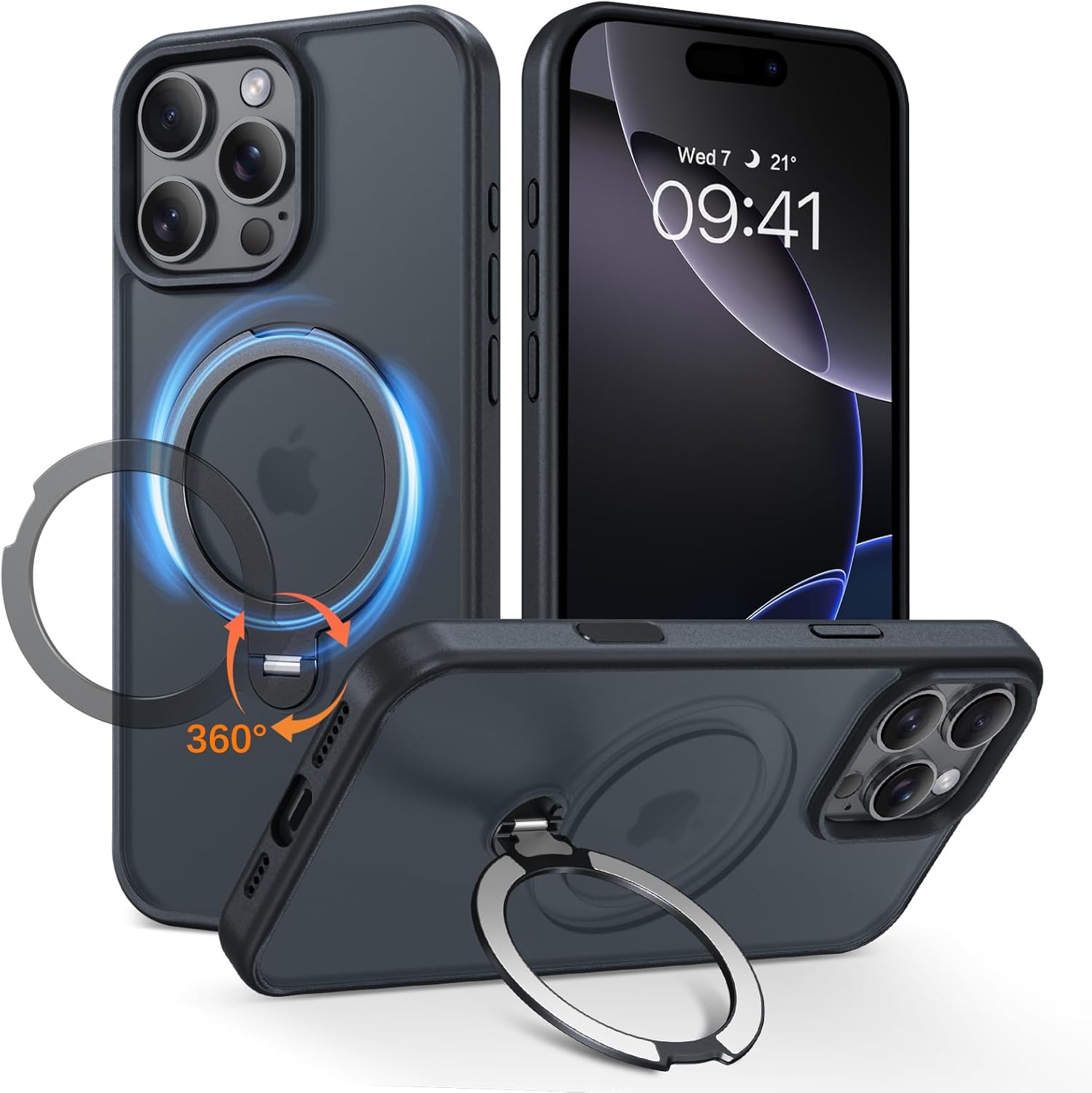 iPhone 16 Pro Max Case with 360 Spin Magnetic Stand and More