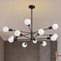 Modern Sputnik Chandeliers Light 12-Light Black - Adjustable Height