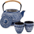 Japanese Cast Iron Teapot with Infuser - 32 Oz Blue