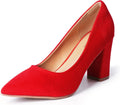 Heel The World Women's Red Chunky Block Heels - Sleek 3in Lift
