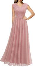 V Neck Sleeveless Lace Bridesmaid Dress - Elegant Long Gown
