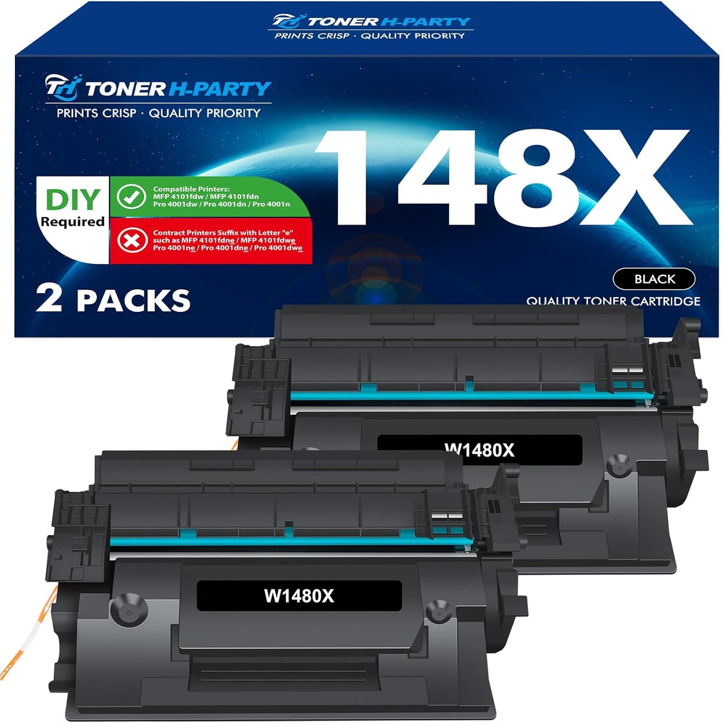 High Yield 148X Toner Cartridge Black 2 Pack for HP Printers