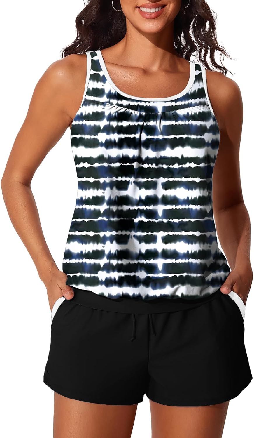 Summer Mae Blouson Women's Tankini Swimsuits with Tummy Control