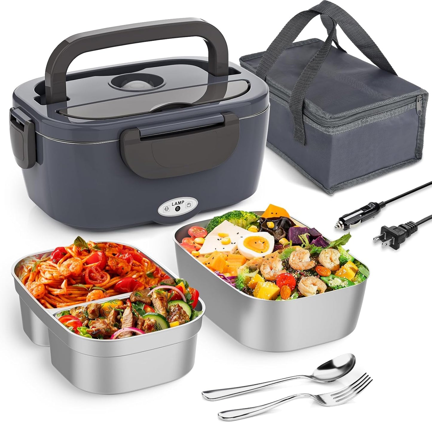 Electric Lunch Box Food Heater 3 in 1 Portable Warmer Leakproof