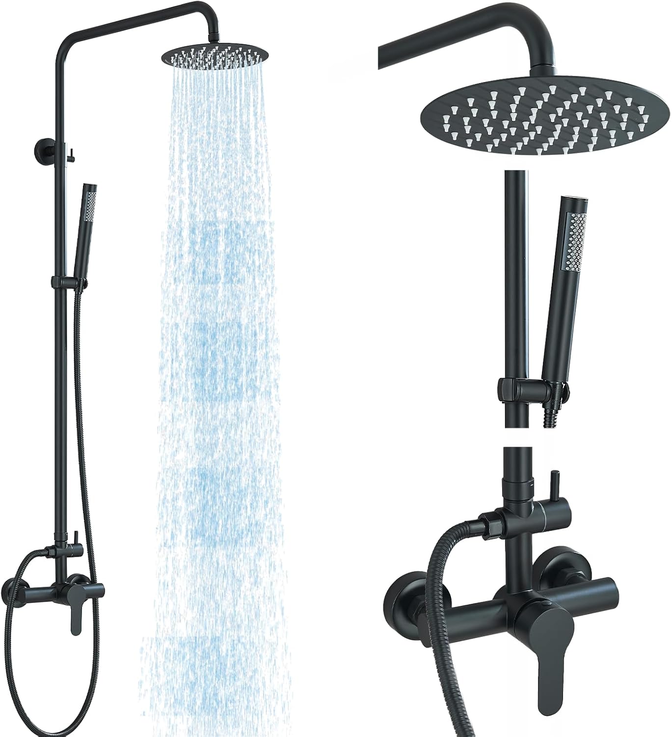 Outdoor Shower System with 8in Rain Shower Head and Handheld Sprayer