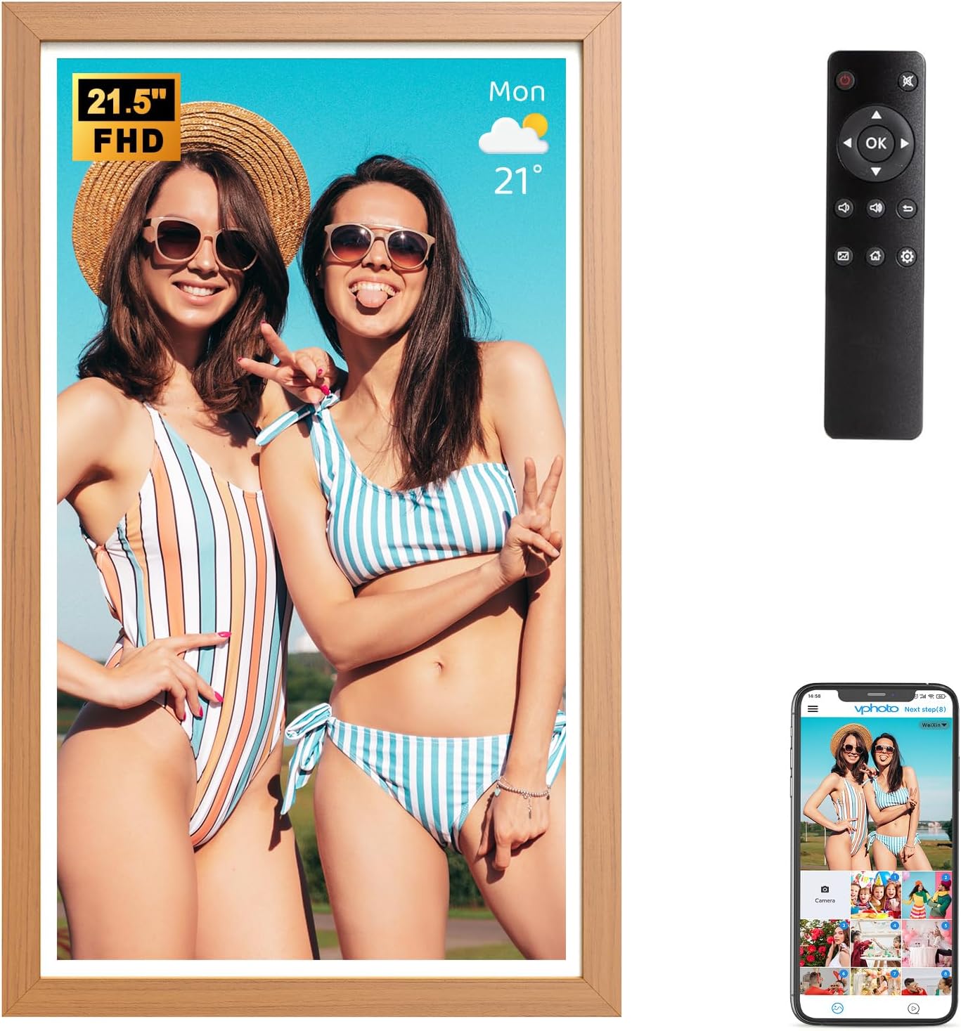 Fullja 21.5 WiFi Digital Photo Frame with 32GB Storage