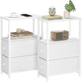 Small Narrow End Table Set of 2 - Compact Nightstand for Small Spaces