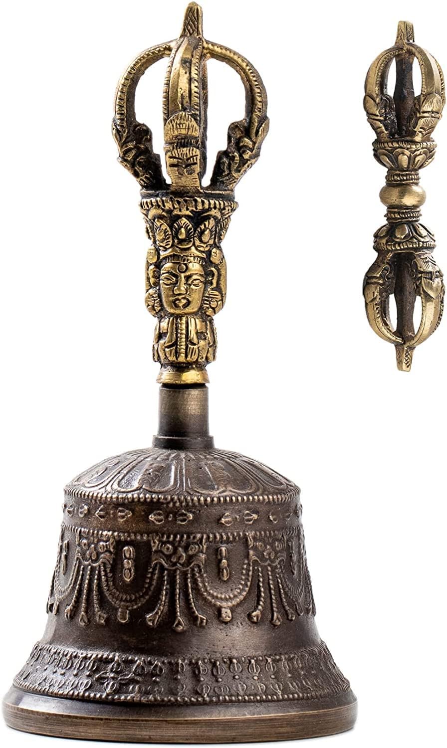 Tibetan Dharma Object Bell and Bajra Set for Meditation Practice