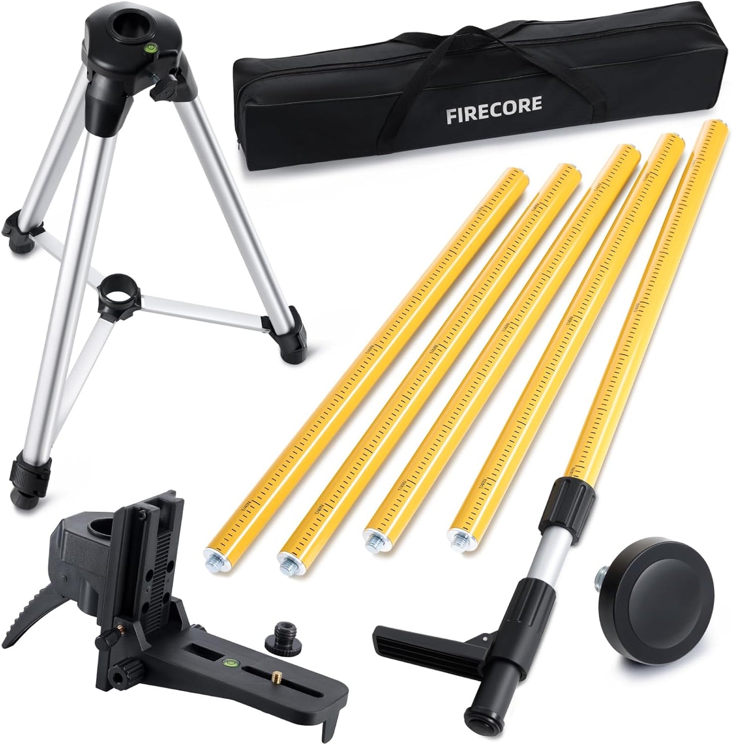 Firecore 12 Ft Laser Level Pole with Tripod and Mounting Bracket