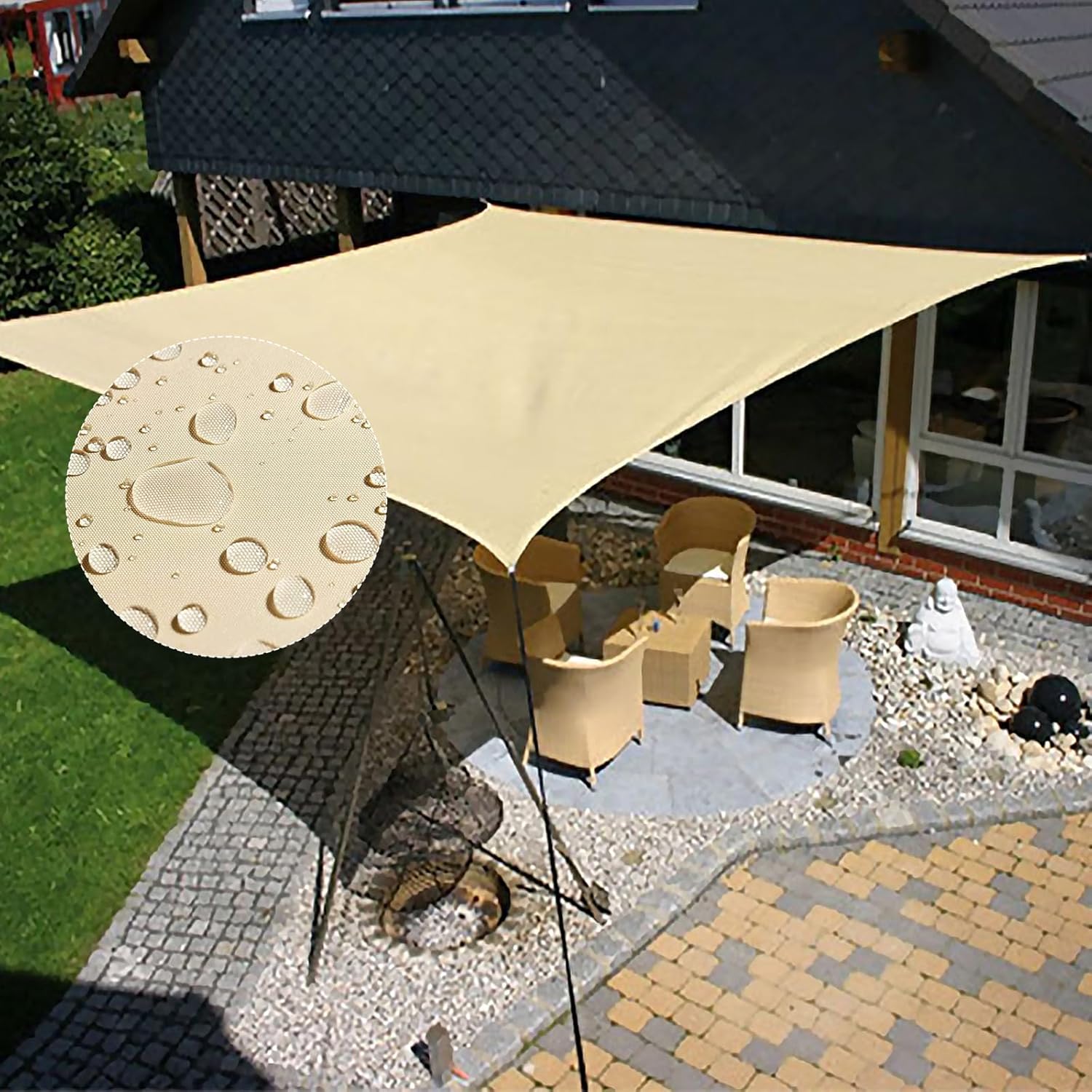 KALINCO Sun Shade Sail, Waterproof 10ftx16.5ft Rectangle Canopy