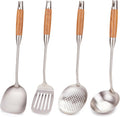 FJNATINH Wok Utensils Set - 4-Piece Metal Cooking Tools