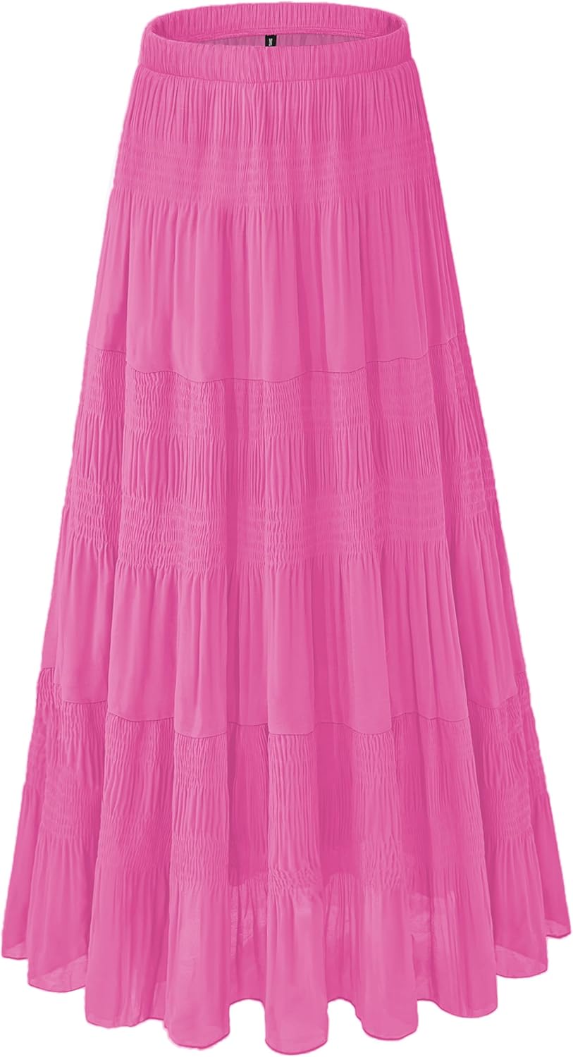 Women's Chiffon White Flowy Maxi Skirts for Trendy Fall Style