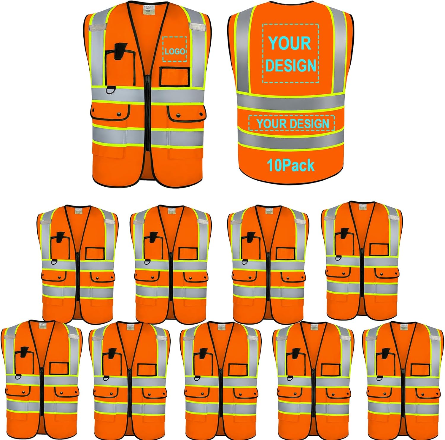Reflective Vest Class 2 Safety Vests with Pockets for Work