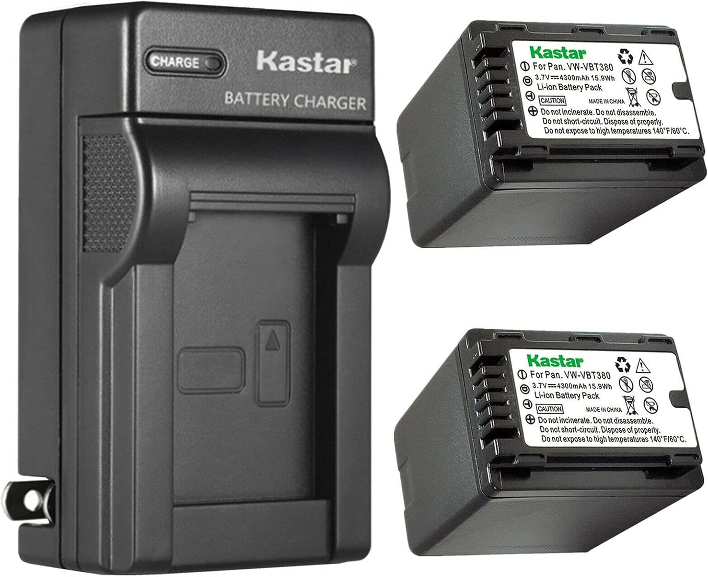 Kastar 2-Pack VBT380 Battery and AC Wall Charger Replacement