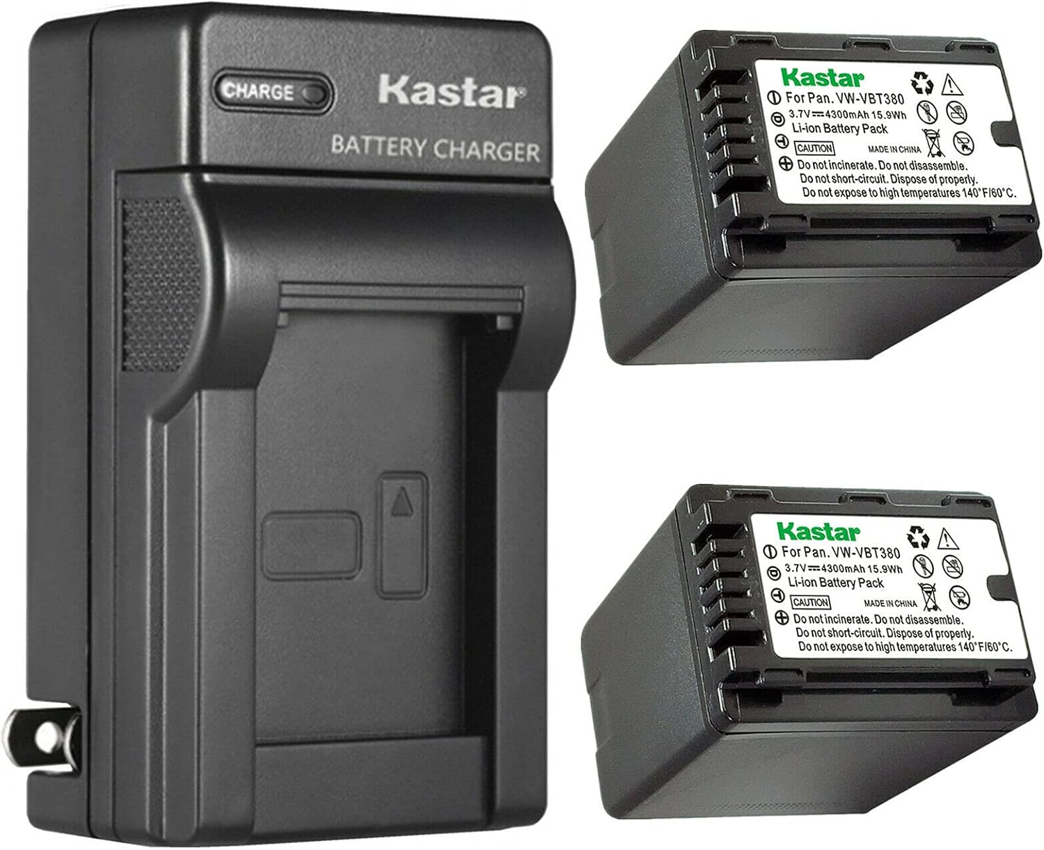 Kastar 2-Pack VBT380 Battery and AC Wall Charger Replacement