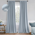 Chambray Blue 100% Blackout Curtains 120 in Long 2 Panels Set - Thick