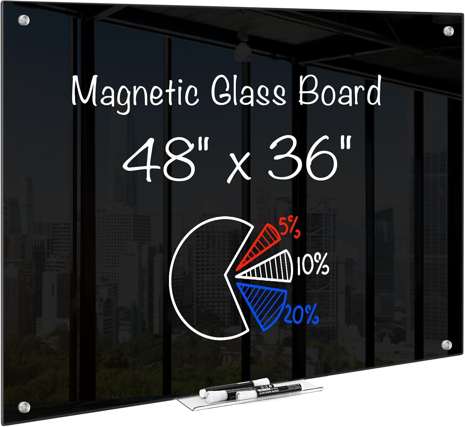 maxtek Black Dry Erase Board 48in x 36in for Office and School