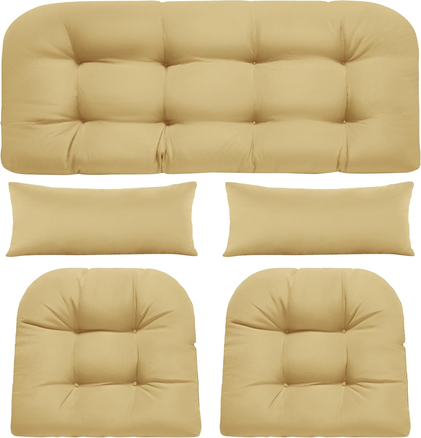 Wicker Chair Cushions Set of 5 for Outdoor Loveseat Comfort
