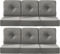 Grey 6-Inch Deep Seat Outdoor Cushions Set of 6 - Luxury Button Style