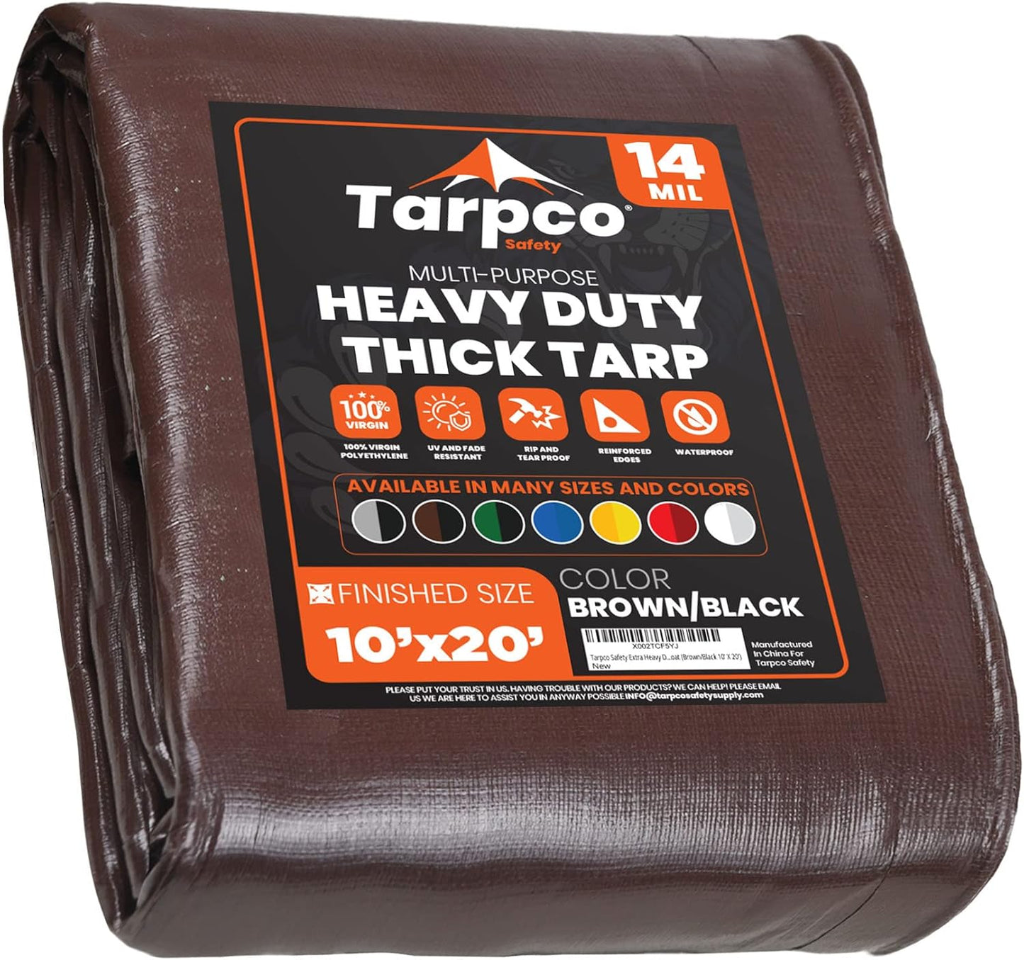Tarpco Safety Extra Heavy Duty 14 Mil Tarp Cover for All Needs