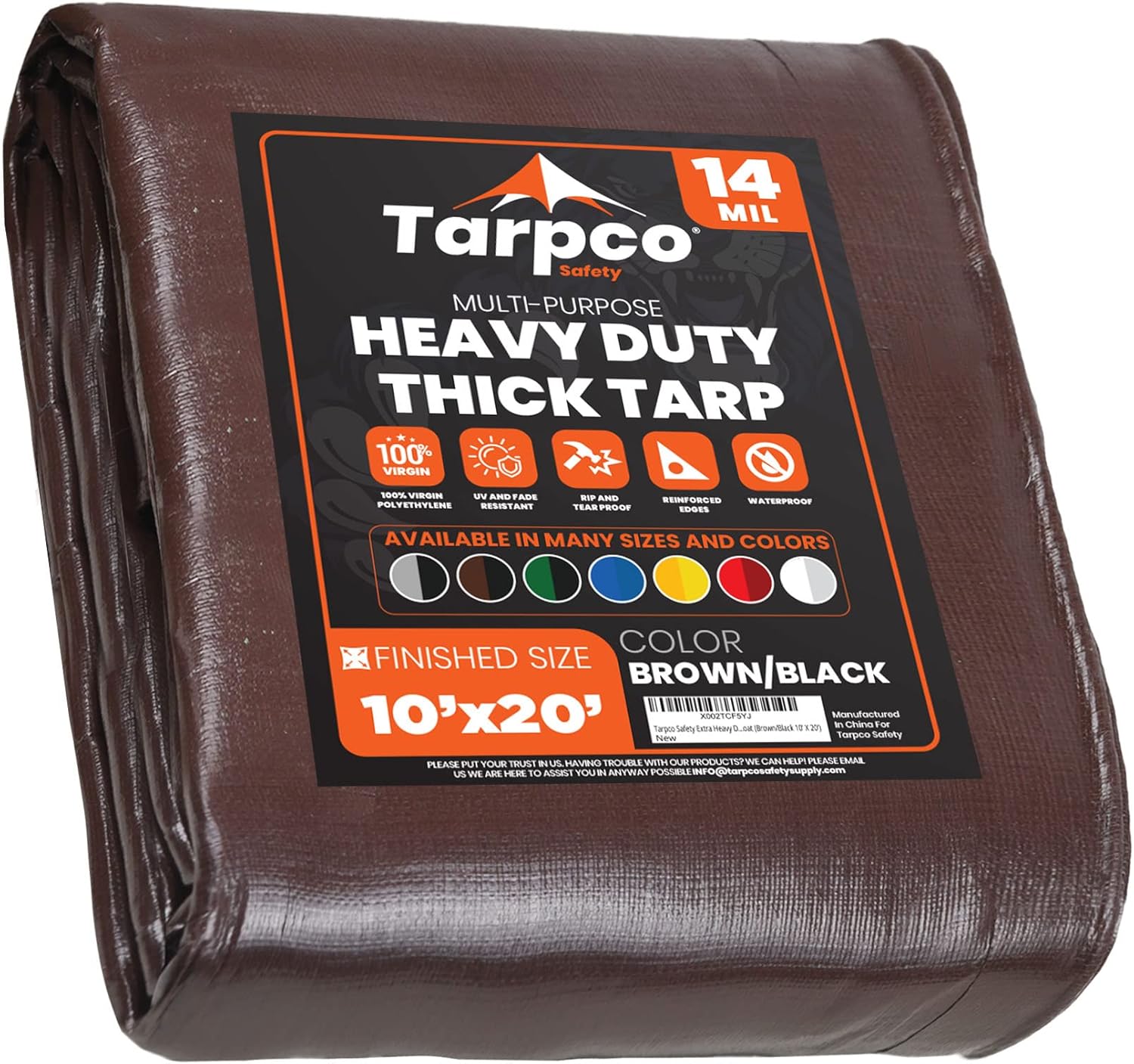 Tarpco Safety Extra Heavy Duty 14 Mil Tarp Cover for All Needs