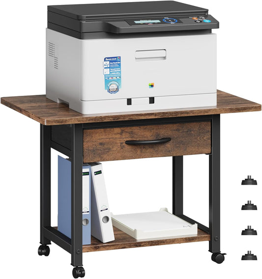 YAOHUOO 2-Tier Printer Stand with Drawer - Organize Your Home Office in Style!