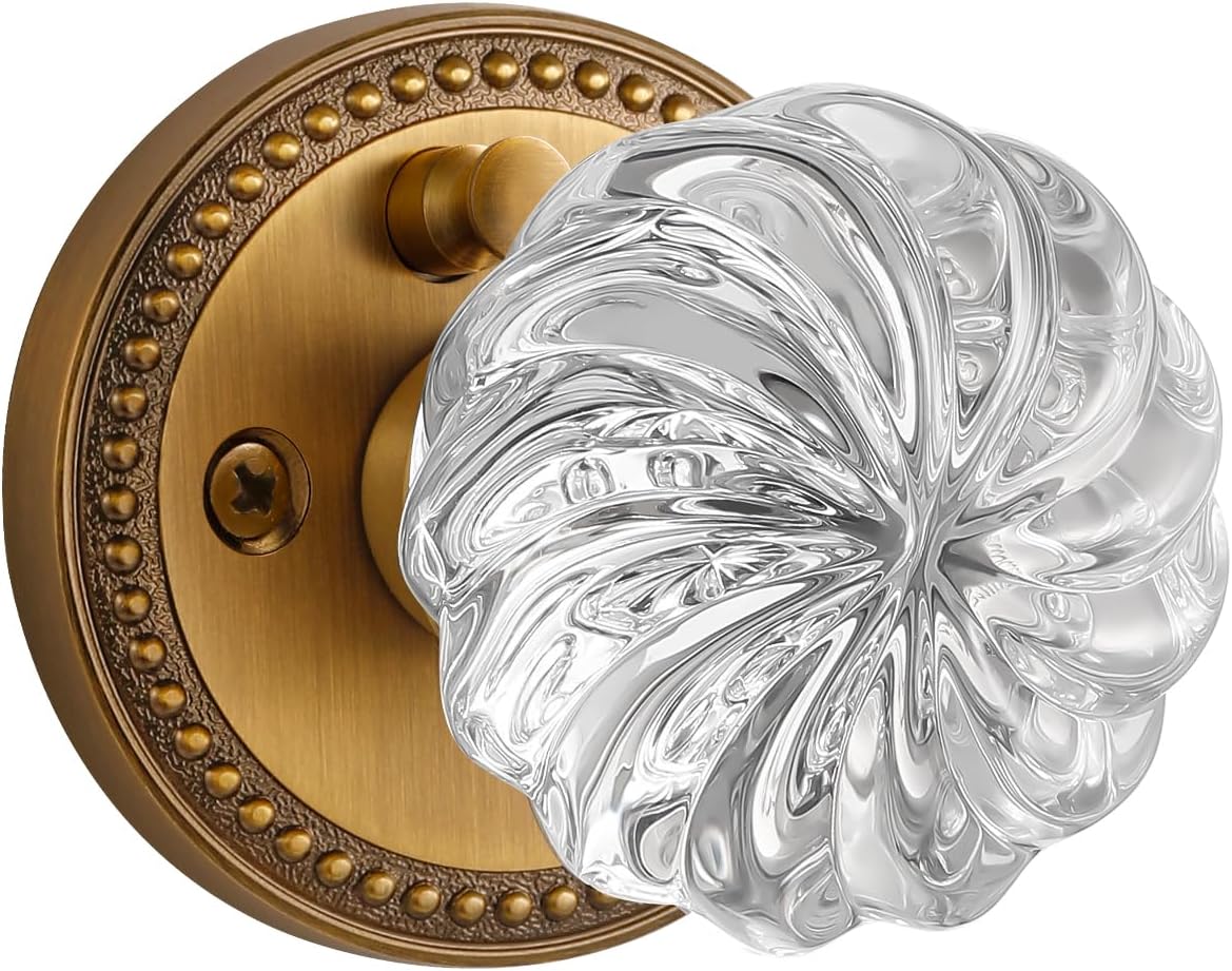 Antique Brass Door Knob with Crystal Knobs for Privacy Use