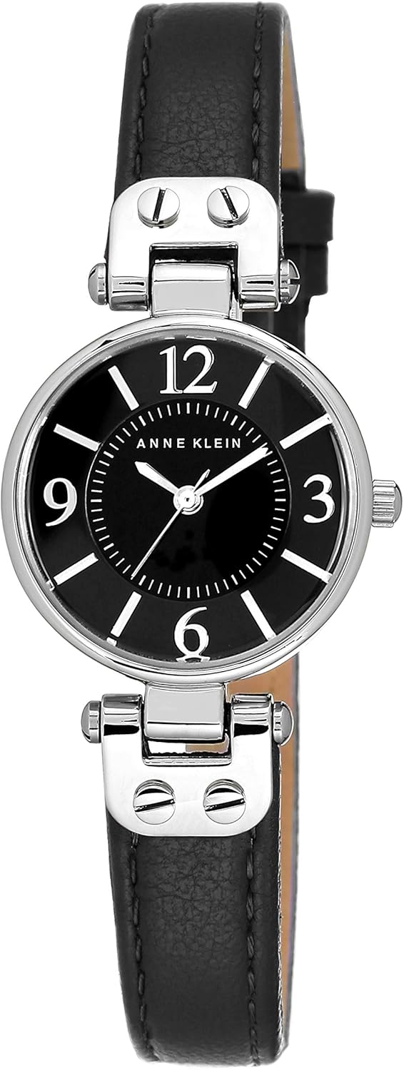 Anne Klein Women's Leather Strap Watch with Black Dial Style