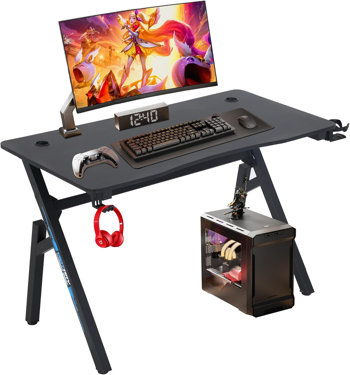 47 Gaming Desk with Carbon Fiber Texture for Gamers and Office
