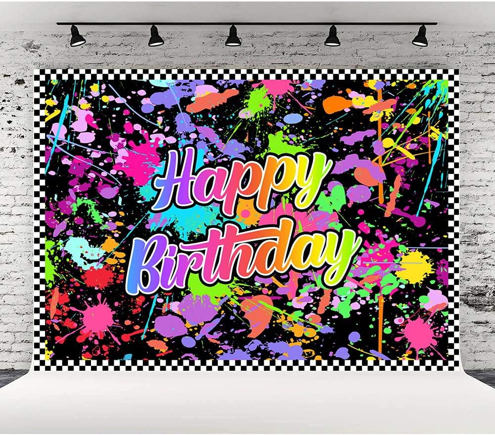 Lofaris Neon Glow Birthday Party Backdrop for Photo Booths