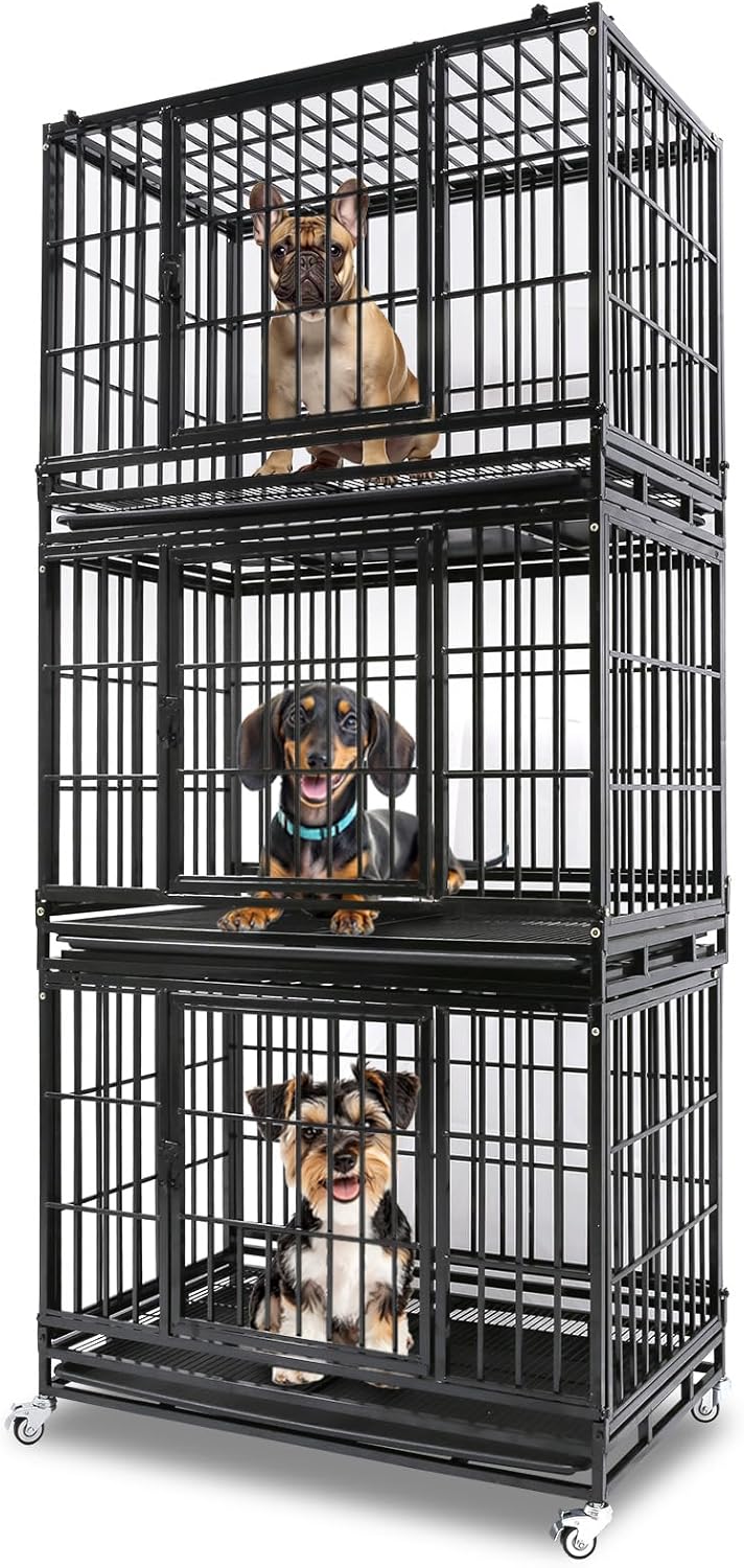 Indestructible 37 Inch Heavy Duty Dog Crate for Medium Dogs