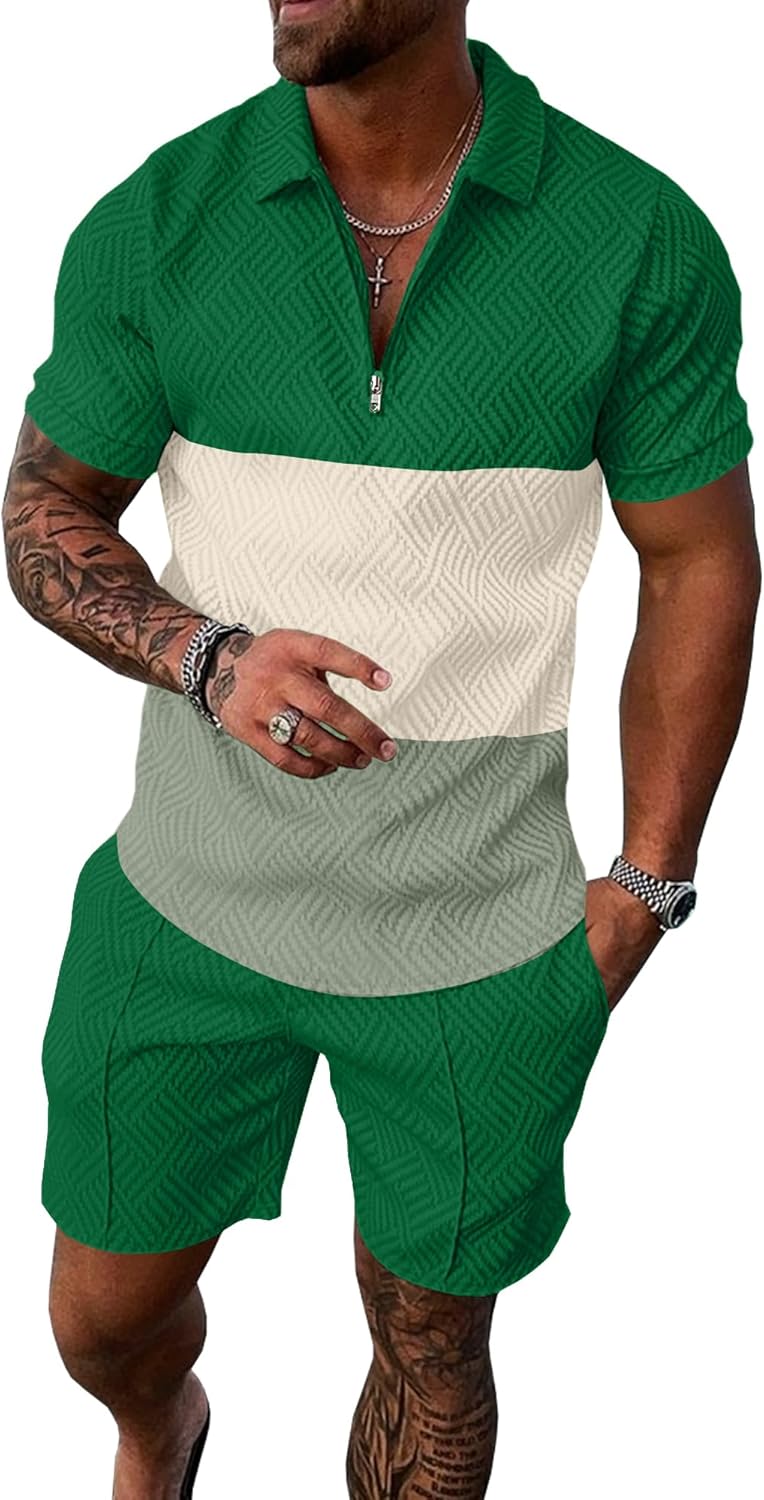 UOUA Mens Summer Track Suits 2 Piece Set for Stylish Comfort