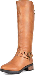 DREAM PAIRS Women's Knee High Boots Buckle Riding Boots - Warm