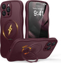 GolbinBox iPhone 15 Pro Case with 360 Magnetic Stand - Burgundy