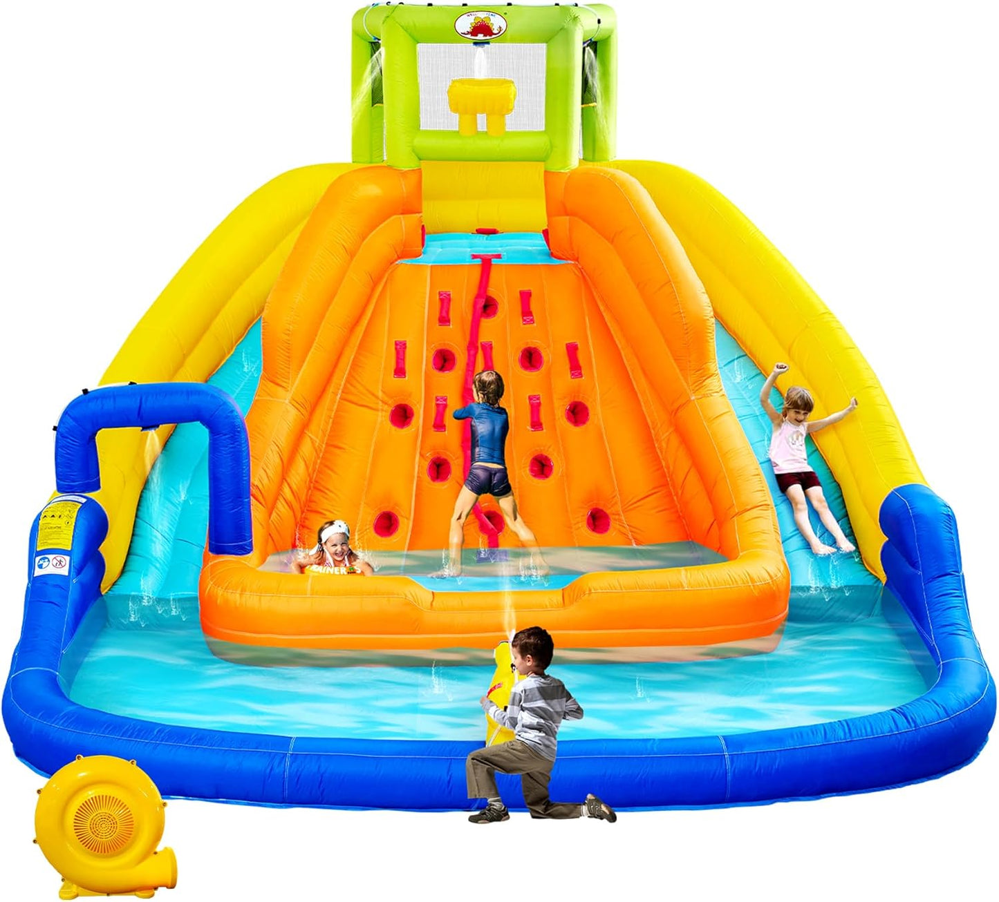 Inflatable Water Slide Bounce House with Deep Pool and Climbing Wall