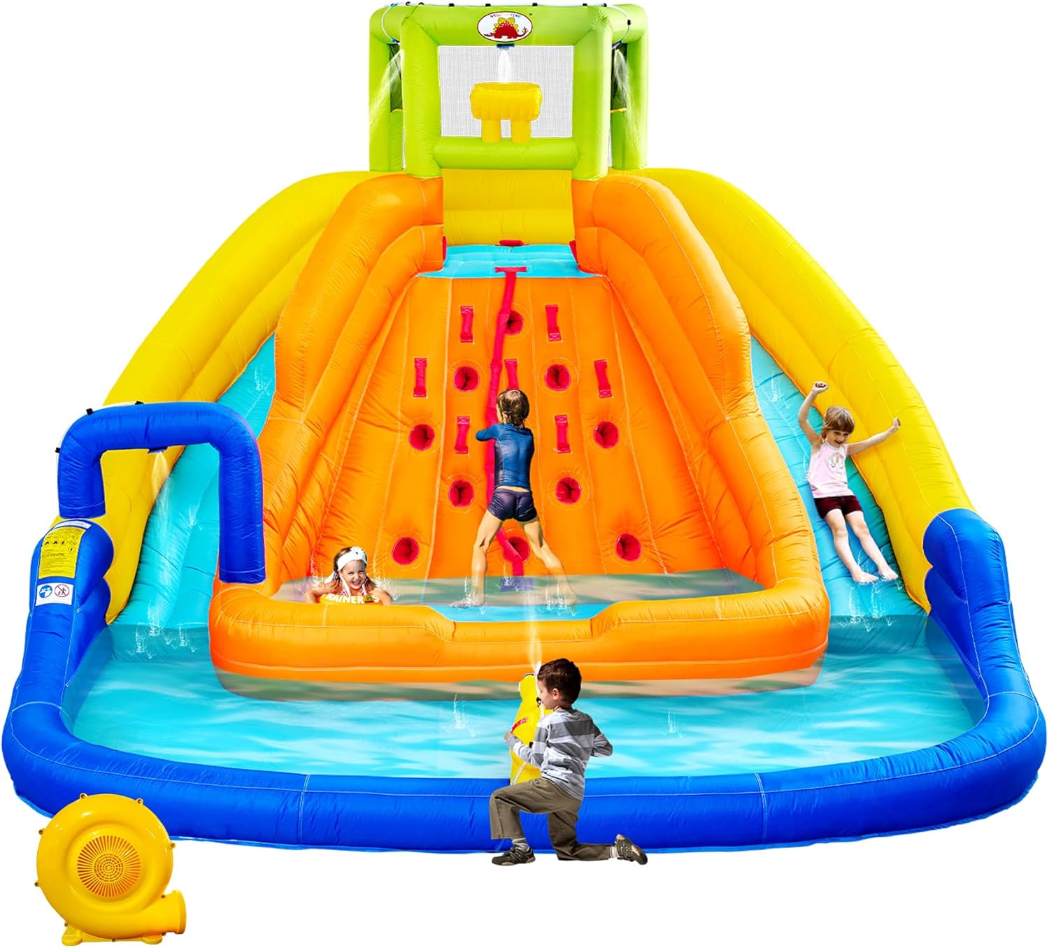 Inflatable Water Slide Bounce House with Deep Pool and Climbing Wall