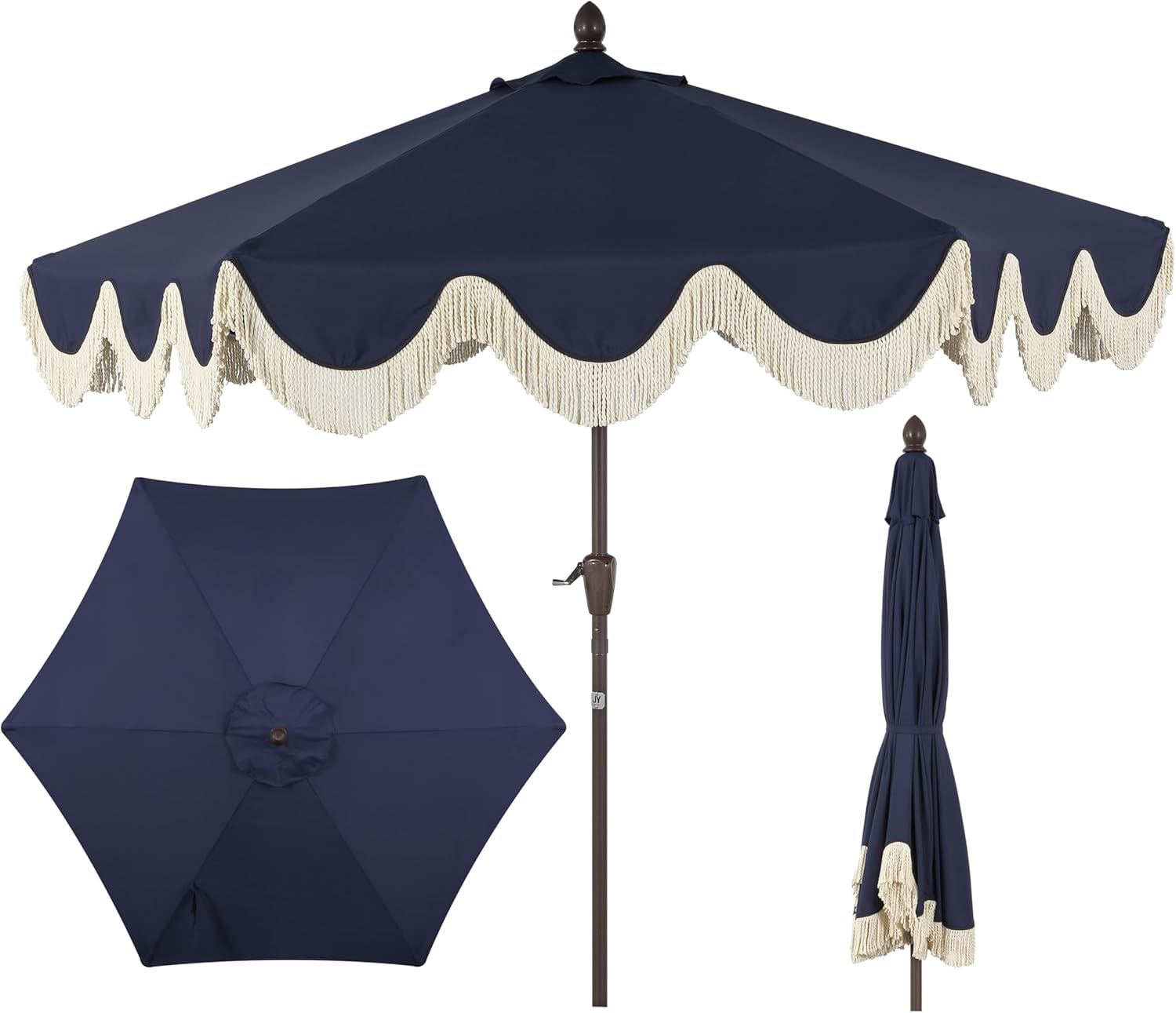 Collins 9 ft. Classic Cottage Tassel Market Patio Umbrella