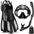 Odoland Kids Snorkel Set with Dry Top Mask and Adjustable Fins