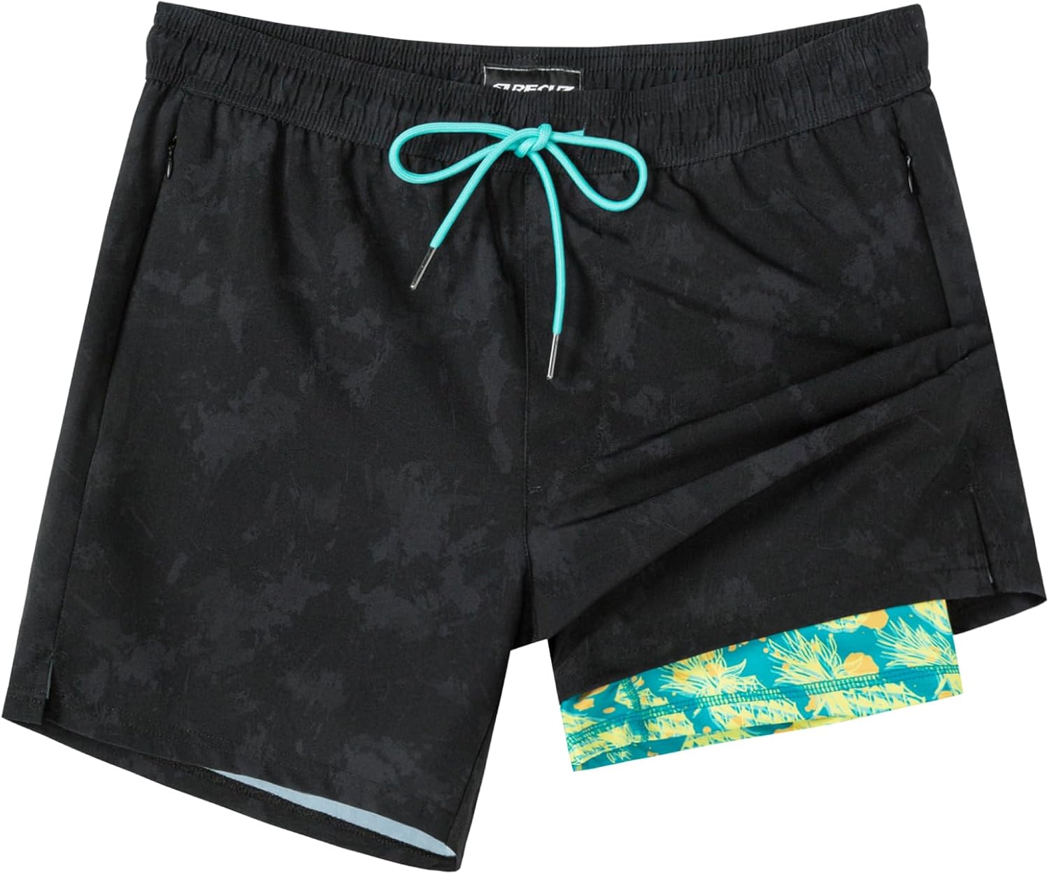 Quick Dry 5 Inch Swim Trunks with Compression Liner for Men