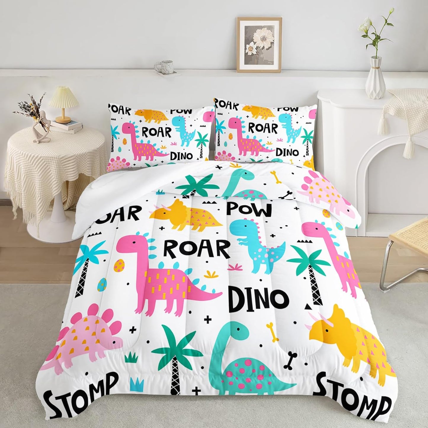 Dinosaur Comforter Set for Kids - Cute Cartoon Bedding Set