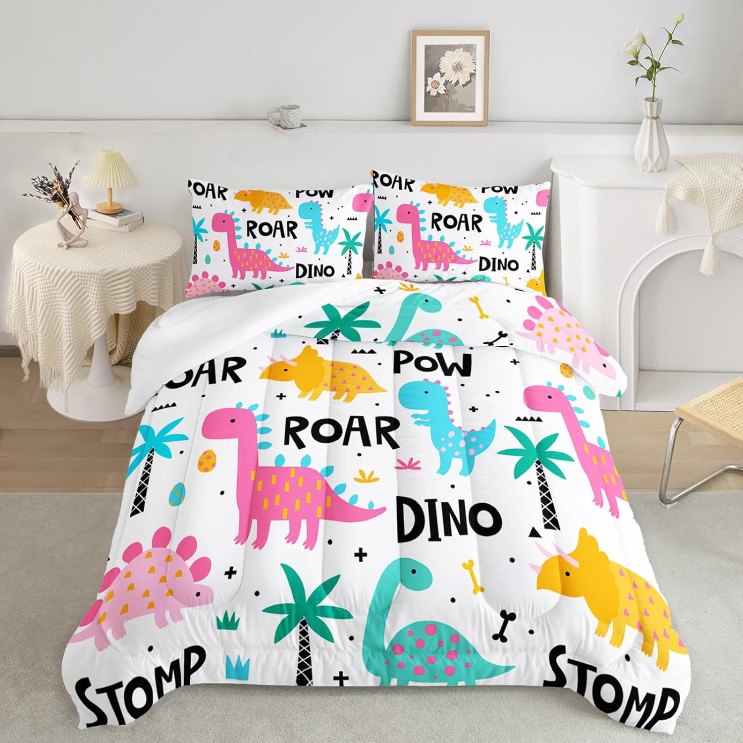 Dinosaur Comforter Set for Kids - Cute Cartoon Bedding Set