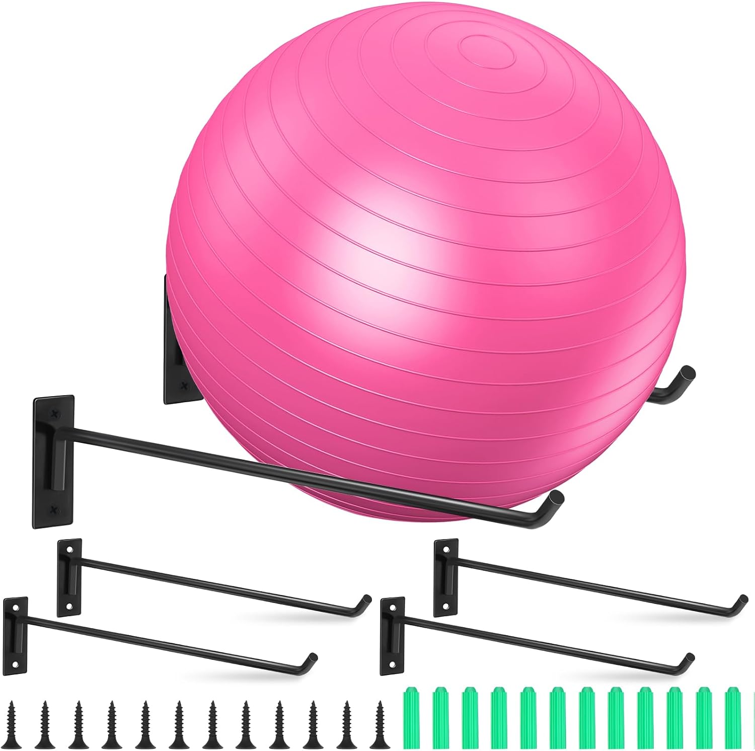 Space-Saving Wall Mount for Yoga Balls and Mats by Threan