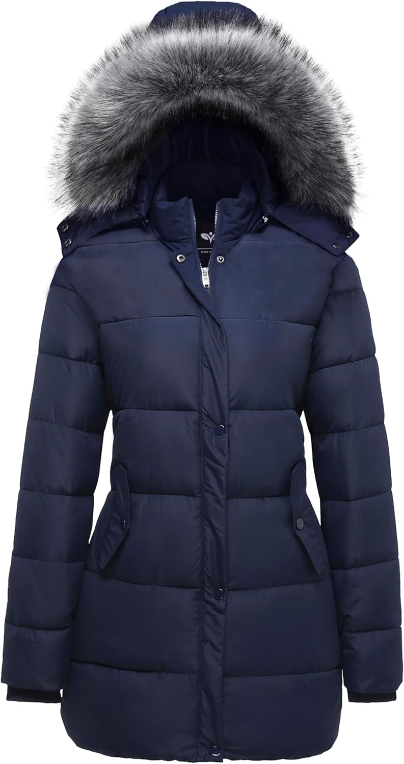 GGleaf Women's Winter Thicken Puffer Coat with Removable Hood