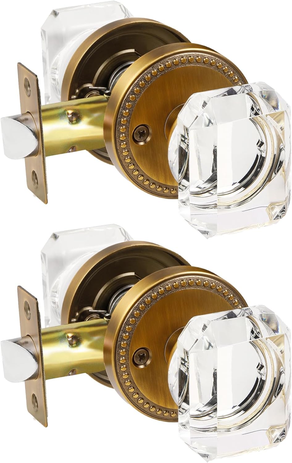 Antique Brass Door Knobs with Crystal Design for Interior Doors