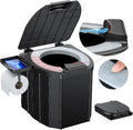 500 lbs Capacity Foldable Camping Toilet - Splash Guard, Detachable Holder