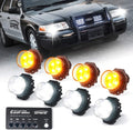 White Amber LED Hideaway Strobe Lights Kit - Compact Emergency Warning