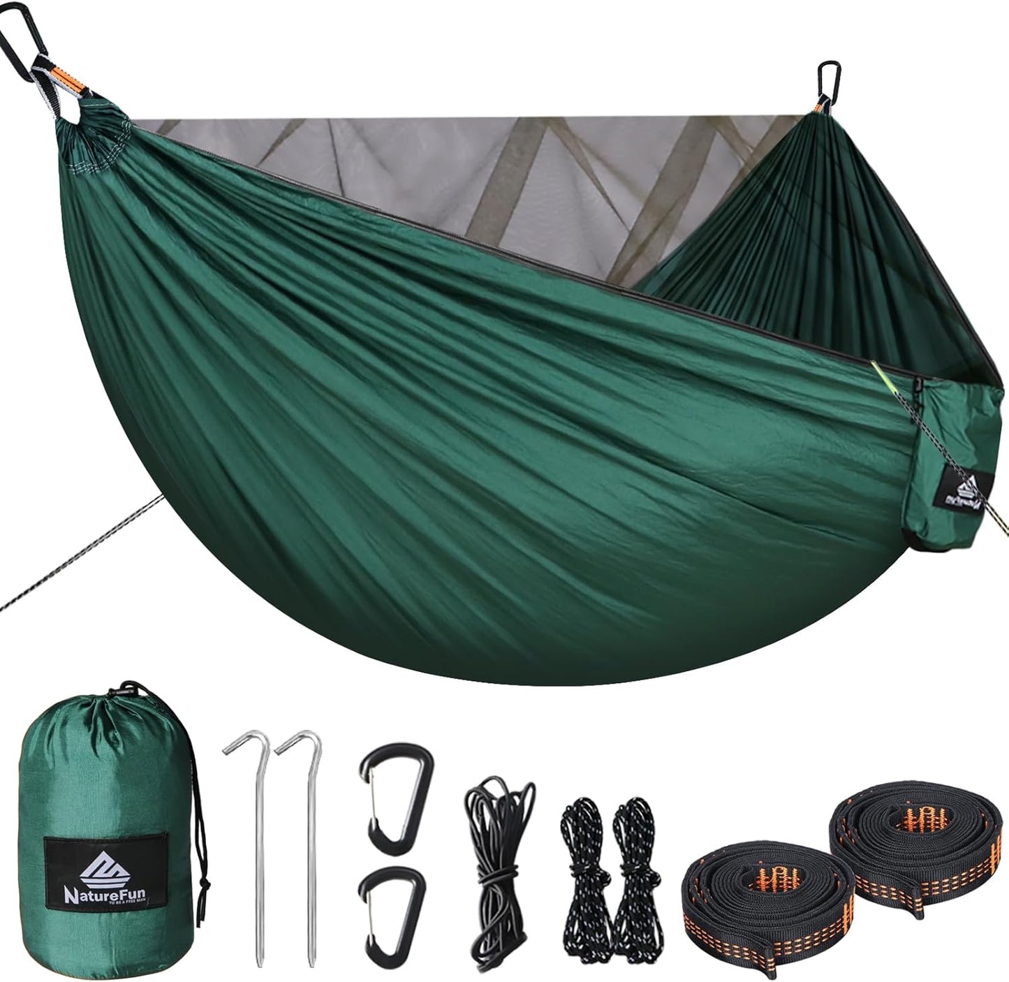 NATUREFUN Camping Hammock: 300kg Load Capacity, Ultra-Breathable Nylon, Complete Accessories