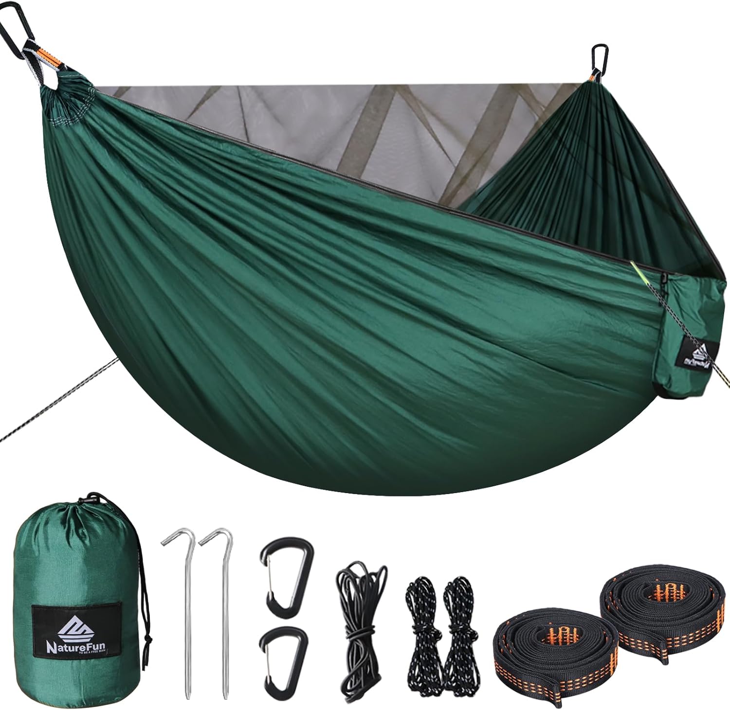 NATUREFUN Camping Hammock: 300kg Load Capacity, Ultra-Breathable Nylon, Complete Accessories
