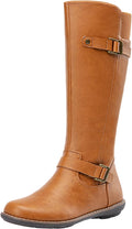 Knee High Riding Boots for Women - Flat Buckle Tall Boots